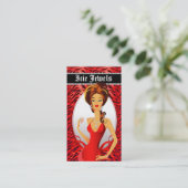 Jewelry Diamonds Red Zebra Heart Visitekaartje (Staand voorkant)
