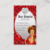 Jewelry Diamonds Red Zebra Heart Visitekaartje (Achterkant)