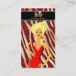 Jewelry Diamonds Red Zebra Sparkle Gold Blonde Visitekaartje