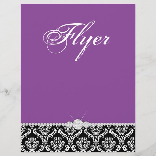 Jewelry Flyer Hair Salon Damask Black Paars (Voorkant)