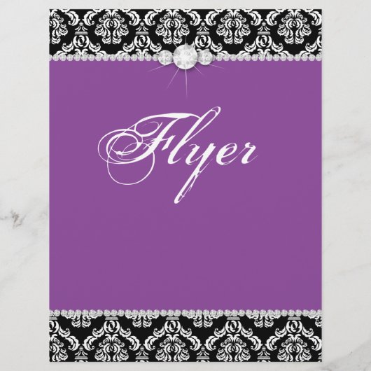 Jewelry Flyer Hair Salon Damask Black Paars (Achterkant)