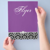 Jewelry Flyer Hair Salon Damask Black Paars (Hand)