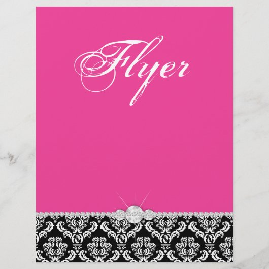 Jewelry Flyer Hair Salon Damask Black Pink Classy (Voorkant)