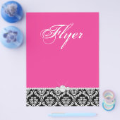 Jewelry Flyer Hair Salon Damask Black Pink Classy (Enkel)