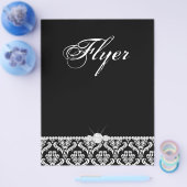 Jewelry Flyer Hair Salon Damask Black White Classy (Enkel)