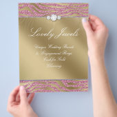 Jewelry Flyer Hair Salon Zebra Sparkle Pink Gold 2 (Hand)