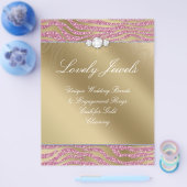Jewelry Flyer Hair Salon Zebra Sparkle Pink Gold 2 (Enkel)