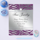 Jewelry Flyer Hair Salon Zebra Sparkle Plum Silver (Enkel)
