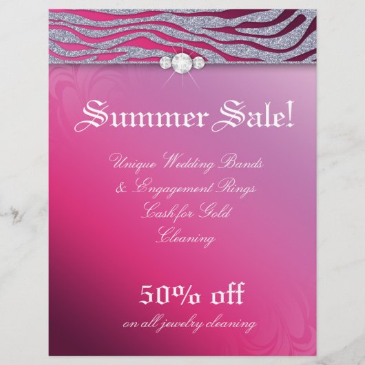 Jewelry Flyer Hair Salon Zebra Sparkle roze Rood (Voorkant)