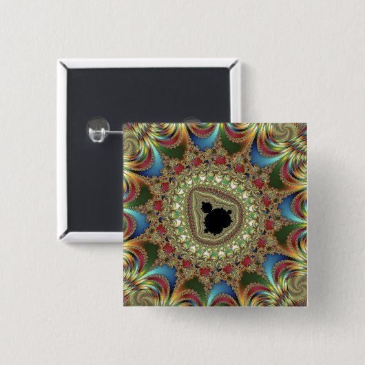 Jewelry Fractal Vierkante Button 5,1 Cm (Voorkant /achterkant)