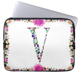 Jewelry Gemstenen Monogram Letter V Laptop Sleeve