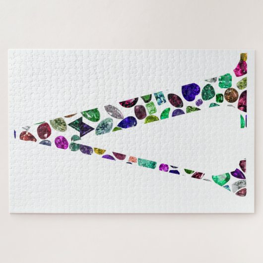 Jewelry Gemstenen Monogram Letter V Legpuzzel (Horizontaal)