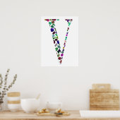 Jewelry Gemstenen Monogram Letter V Poster (Keuken)