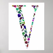Jewelry Gemstenen Monogram Letter V Poster (Voorkant)