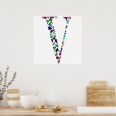 Jewelry Gemstenen Monogram Letter V Poster (Keuken)