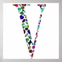 Jewelry Gemstenen Monogram Letter V