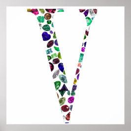 Jewelry Gemstenen Monogram Letter V Poster