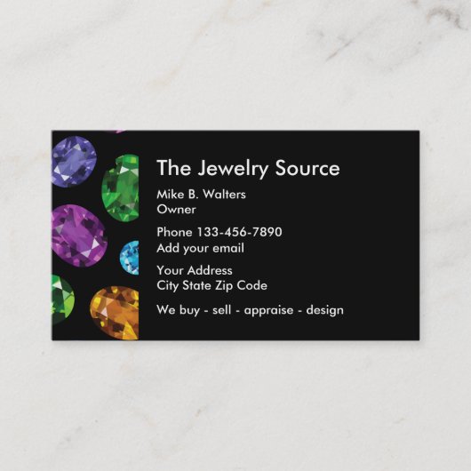 Jewelry Gemstone Businesscards Visitekaartje (Voorkant)