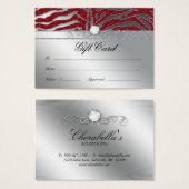 Jewelry Gift Kaart Luxury Zebra Red Silver Sparkle