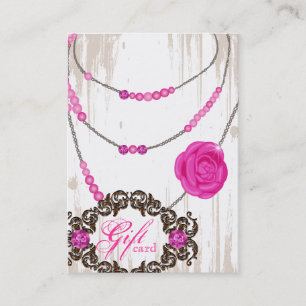 Jewelry Gift Kaart Roos Ketting Diamonds Roze Brow Kortingskaartje