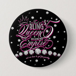 Jewelry Glitter Bling Queen Buttonnen Ronde Button 7,6 Cm