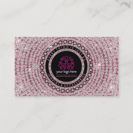 Jewelry Glitter Pink Diamonds Visitekaartje (Voorkant)