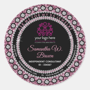 Jewelry Glitter Pink Ronde Sticker