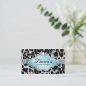 Jewelry Leopard Visitekaartje Black Blue (Staand voorkant)