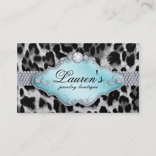 Jewelry Leopard Visitekaartje Black Blue (Voorkant)