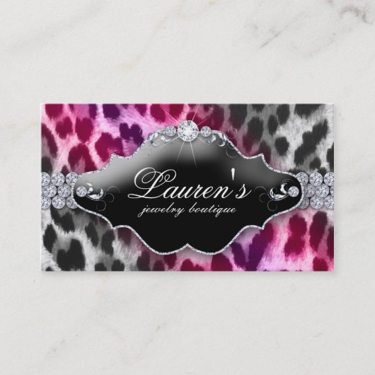 Jewelry Leopard Visitekaartje Roze Black (Voorkant)