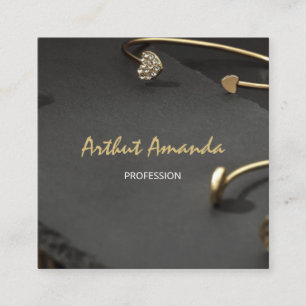 Jewelry Luxury Gold Black Modern Roze foto Vierkante Visitekaartje