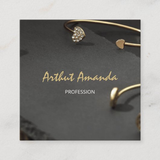 Jewelry Luxury Gold Black Modern Roze foto Vierkante Visitekaartje (Voorkant)