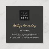 Jewelry Luxury Gold Black Modern Roze foto Vierkante Visitekaartje (Achterkant)