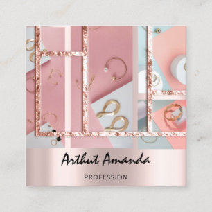 Jewelry Luxury Gold Pearl Roos Roze Foto QR CODE Vierkante Visitekaartje