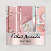 Jewelry Luxury Gold Pearl Roos Roze Lijst Vierkante Visitekaartje (Voorkant)