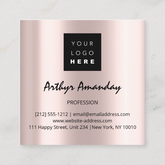 Jewelry Luxury Gold Pearl Roos Roze Lijst Vierkante Visitekaartje (Achterkant)