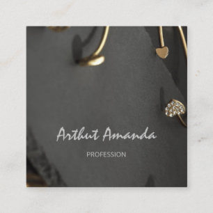 Jewelry Luxury Golden Ring Custom Logo minimalism Vierkante Visitekaartje
