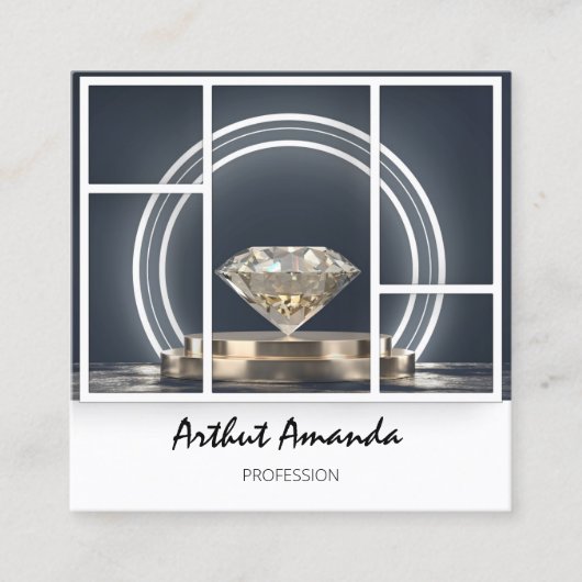 Jewelry Luxury Goods Boutique Custom Logo Diamond Vierkante Visitekaartje (Voorkant)
