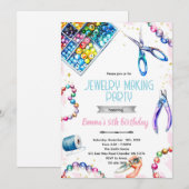 Jewelry Making Party Birthday Invitation Kaart (Voorkant / Achterkant)