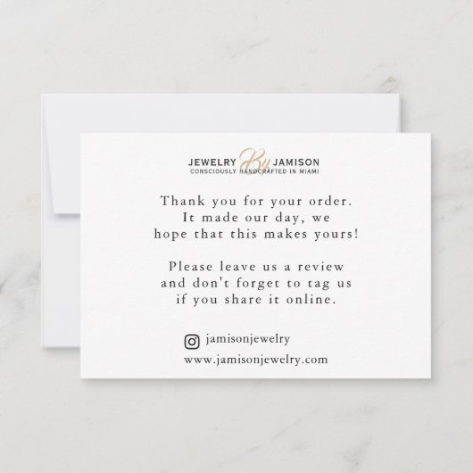 JEWELRY op naam van merk Business Gold Black Bedankkaart (Achterkant)