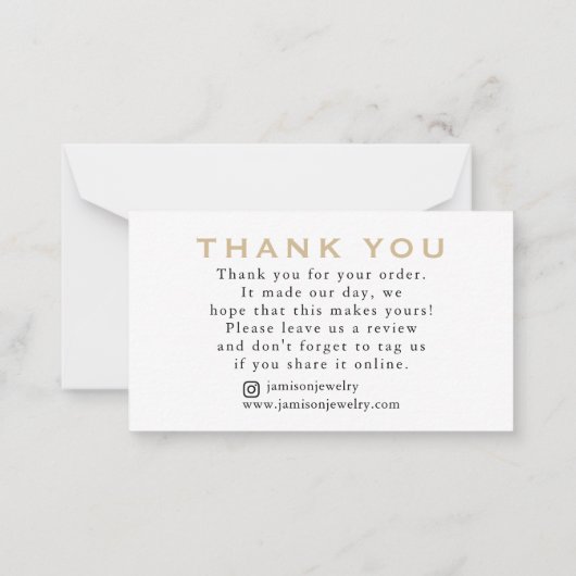 JEWELRY op naam van merk Gold Hartelijk dank Notitiekaartje (Achterkant)