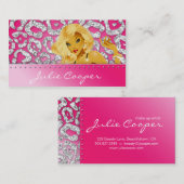 Jewelry Pink Silver Leopard Tanning Visitekaartje (Voorkant / Achterkant)