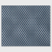 Jewelry Quatrefoil Art Deco Blue Navy Silver Cadeaupapier (Vlak)