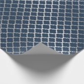 Jewelry Quatrefoil Art Deco Blue Navy Silver Cadeaupapier (Hoek)