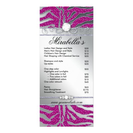 Jewelry Rack Kaart Zebra Luxury PInk Sparkle Silve (Voorkant)