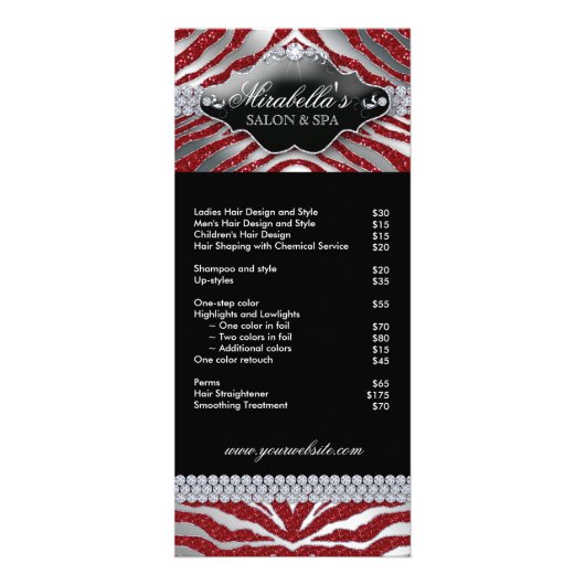 Jewelry Rack Kaart Zebra Luxury Sparkle Silver Red (Voorkant)