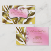 Jewelry Retro Visitekaartje Zebra Roze Gold (Voorkant / Achterkant)