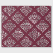 Jewelry Royal Damask Maroon Burgundy Vip Silver Cadeaupapier (Vlak)