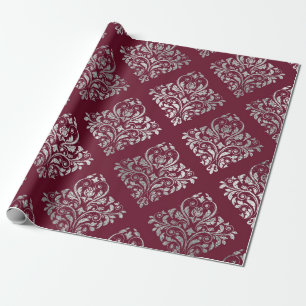 Jewelry Royal Damask Maroon Burgundy Vip Silver Cadeaupapier