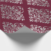 Jewelry Royal Damask Maroon Burgundy Vip Silver Cadeaupapier (Hoek)